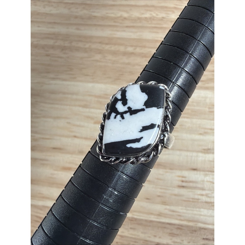 White Buffalo Turquoise Ring 925 Sterling Silver Anniversary Ring Size 8.5